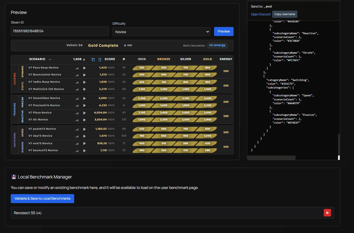 Benchmark Builder Preview and Manager